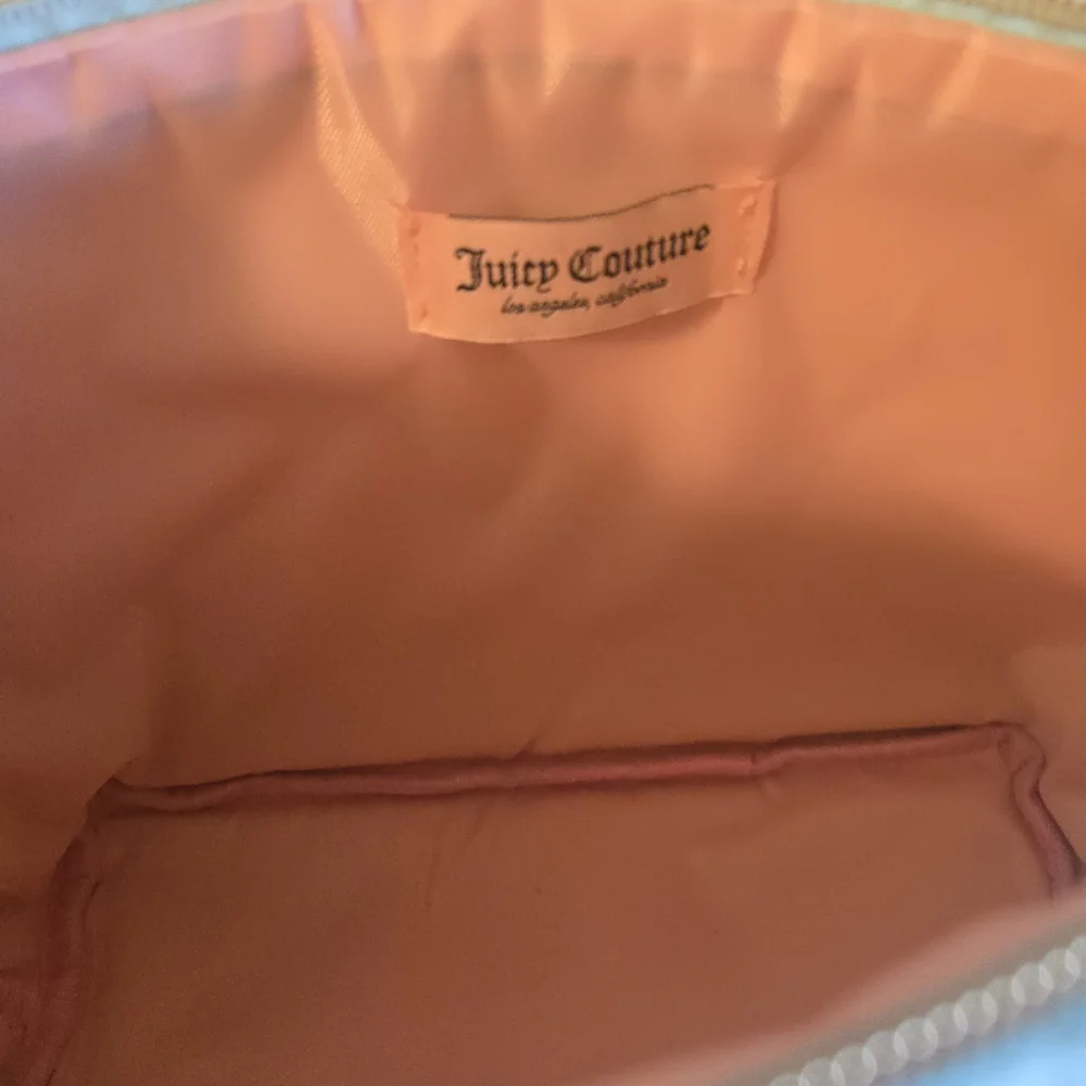 Juicy Couture Blue Cosmetic Bag w/ clear Juicy bottle. (Large Make-up‎ Bag)
